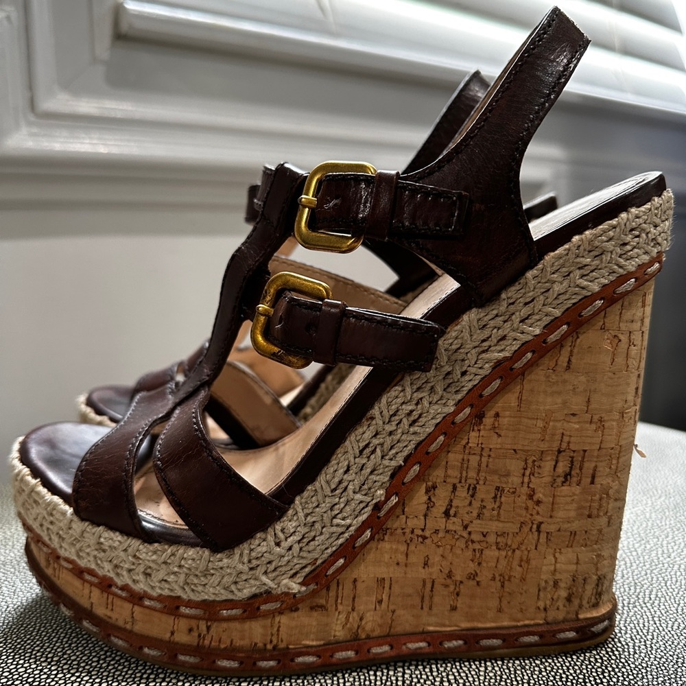 Prada cork wedges